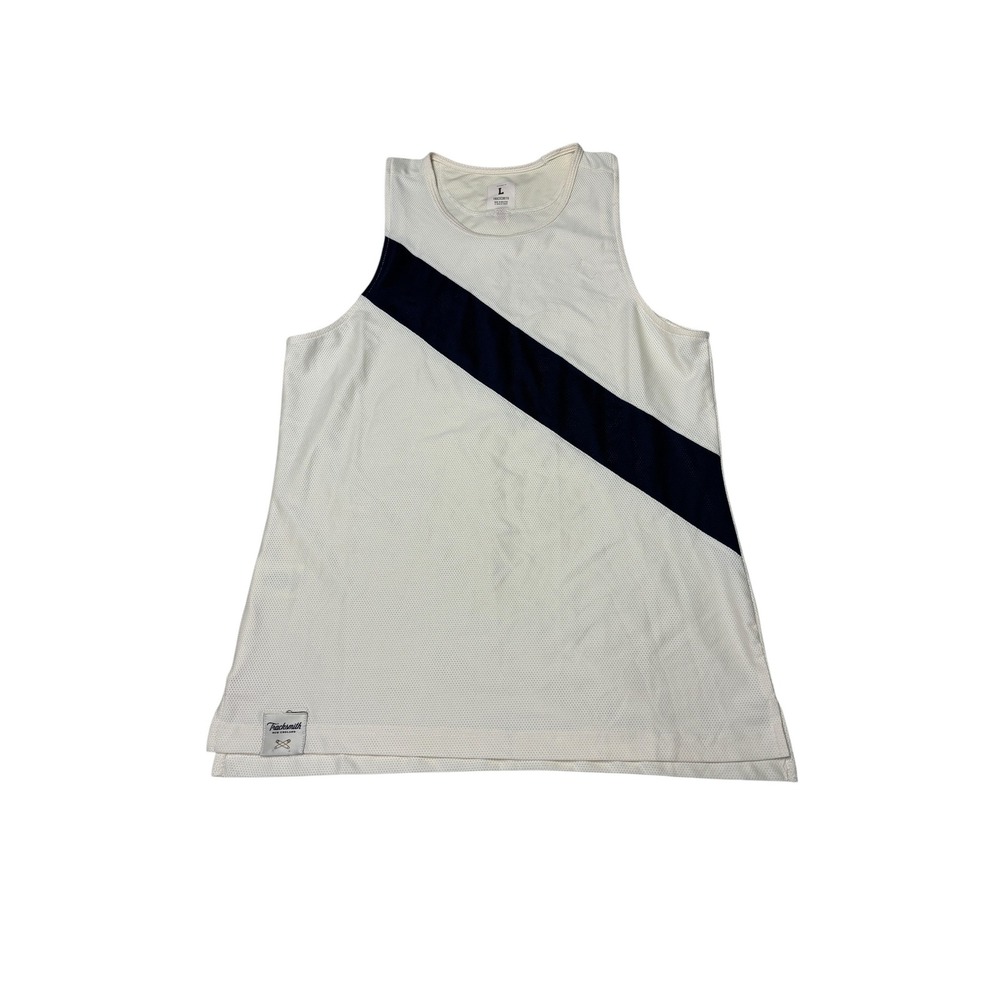 Tracksmith Womens Van Cortlandt Singlet Ivory Navy Mesh Running Tank Large